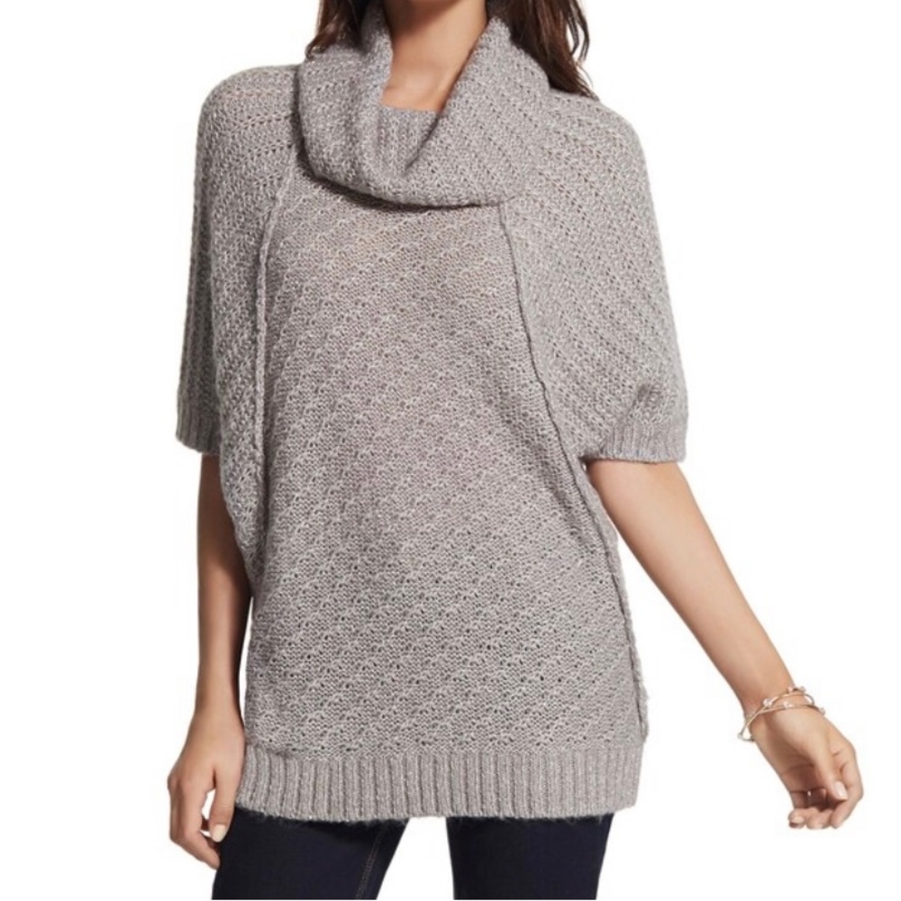 Chico's Cowl Neck Sweater Gracie Shine Stitch Size Small